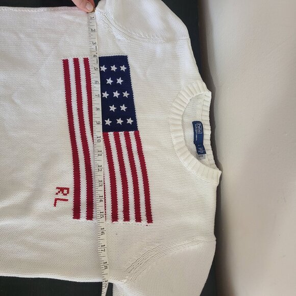 Polo Ralph Lauren Women's Sweater USA Flag Size L White - Picture 6 of 8
